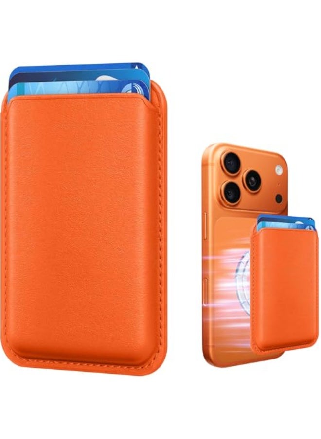 محفظة MagSafe المغناطيسية لحفظ البطاقات لهواتف iPhone 13 و14 و15 و16 و17 - حافظة هاتف رفيعة، لون برتقالي - Image 1